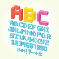 pixel brick font isolated set vector