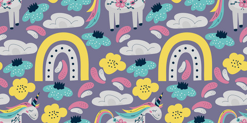 scandinavian unicorn seamless pattern with rainbow vector image