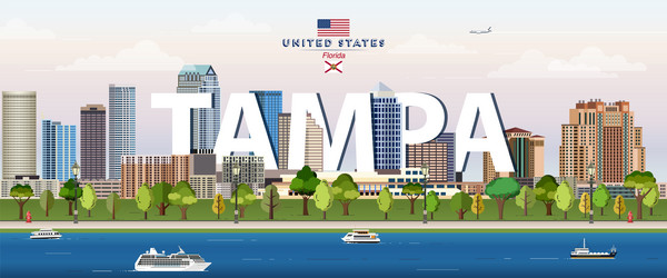tampa city skyline colorful travel poster Vector Image