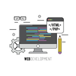 Computer with code programing software data vector