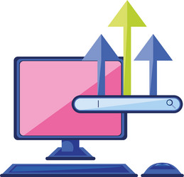 desktop computer with browser bar and arrows up vector image