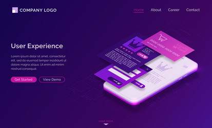 user experience ui ux isometric landing page vector image