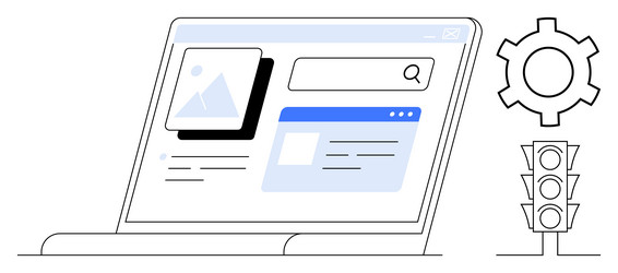 webpage search results with browser interface vector image