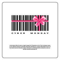 cyber monday background with bar code and pink bow vector image