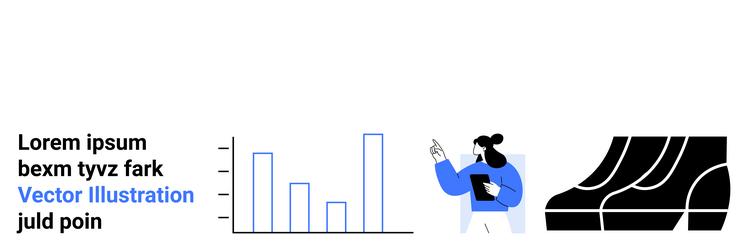 data analyst reviewing graph insights with tablet vector image