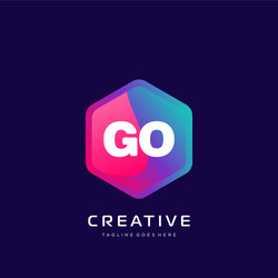 Go initial logo with colorful template vector