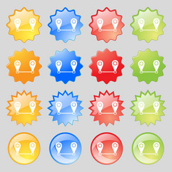 Map pointer icon sign big set of 16 colorful vector