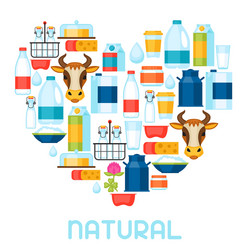 milk background with dairy products and objects vector image