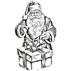 Santa claus vintage engraved outline detailed Vector Image