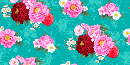 seamless pattern with peonies vector