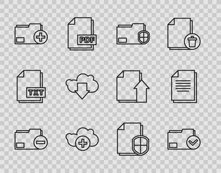 set line document folder with minus and check vector image