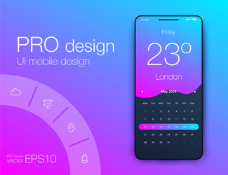 weather forecast app ux ui design stock vector image
