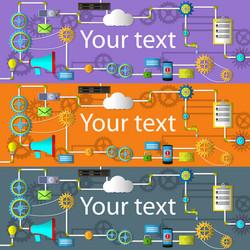 web and application development banner with icons vector image
