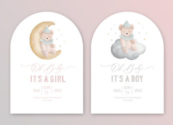 cute baby shower watercolor invitation card Vector Image