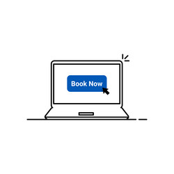 Online booking on thin line laptop concept vector