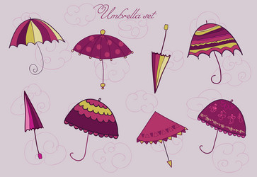 Pink Umbrella Collection Vector Image