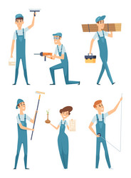 Worker characters professional people builders vector