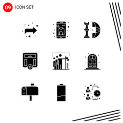 9 universal solid glyphs set for web and mobile vector