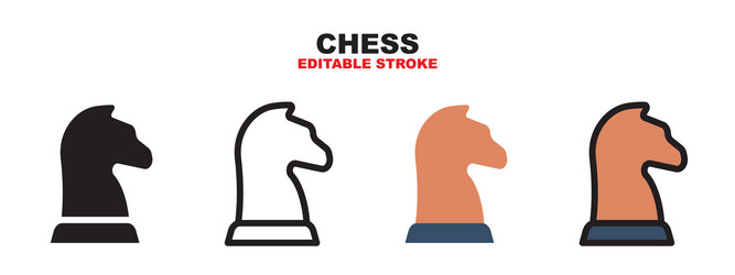 Chess icon set with different styles editable vector