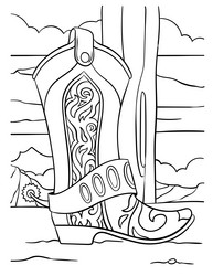 Cowboy boots isolated coloring page for kids Vector Image
