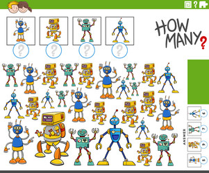 how many cartoon robots characters counting vector image