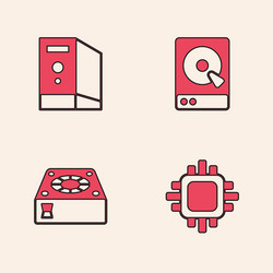 set processor with cpu case computer hard vector image