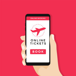 Booking airplane online tickets on smartphone vector