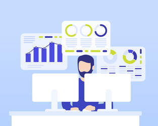 Data analytics man working with business vector