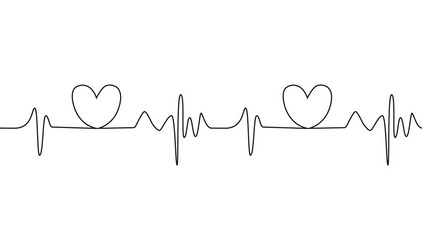 Heart cardiogram continuous one line drawing vector