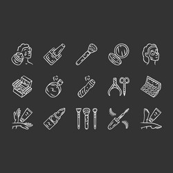 online game inventory chalk icons set shooter vector