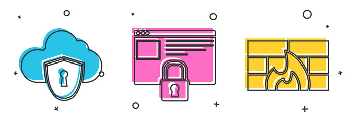 Set cloud and shield secure your site with https vector