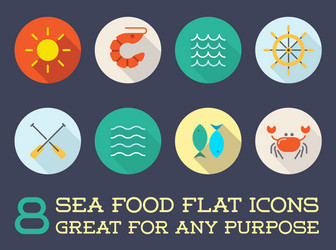 set of sea food elements and signs can be used vector