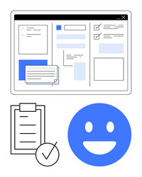 user interface with checklist task completion vector image