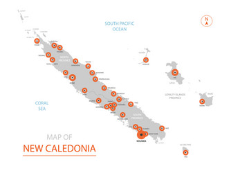 New caledonia map with administrative divisions vector