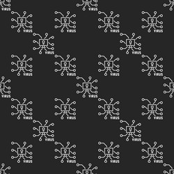 pc virus simple seamless pattern in thin line vector image
