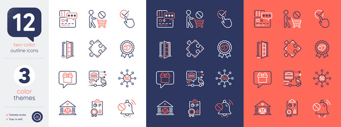 set of court building checkbox and wish list line vector image