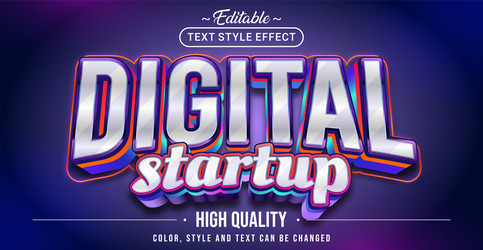 Editable text style effect - digital startup vector