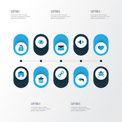 interface icons colored set with hide mute undo vector image