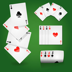 Play cards on green field aces sets casino vector