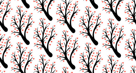 seamless pattern with abstract heart tree vector image