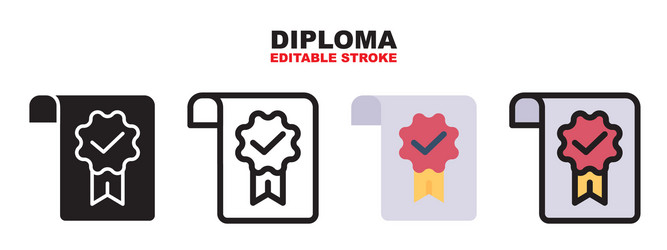 Diploma icon set with different styles editable vector