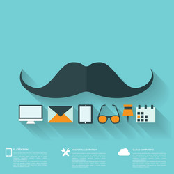 hipster flat abstract background with web icons vector image
