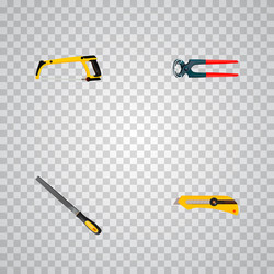 set of instruments realistic symbols with hacksaw vector image