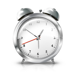 Silver retro alarm clock isolated on white vector