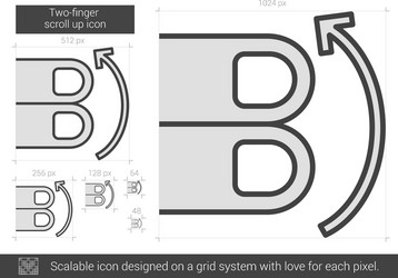 Two-finger scroll up line icon vector