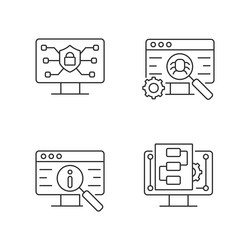 use of digital technologies linear icons set vector image