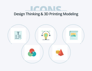 Design thinking and d printing modeling flat icon vector