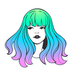 face cute girl with colorful hair Vector Image