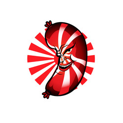 rising sun sausage japanese style vector