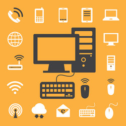 Mobile & Computer Network Icons vector image